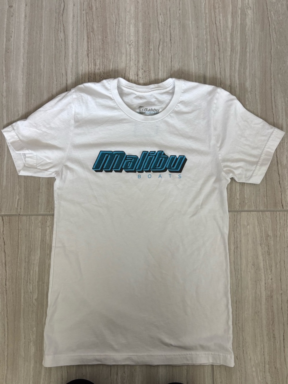 Malibu White Tee with Teal Logo